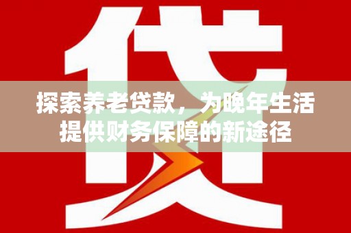 随州探索养老贷款，为晚年生活提供财务保障的新途径
