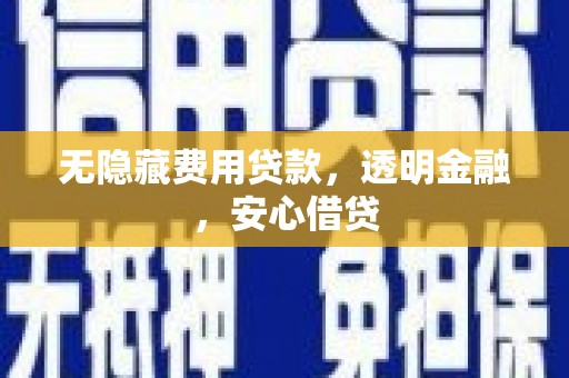 随州无隐藏费用贷款，透明金融，安心借贷