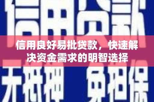 随州信用良好易批贷款，快速解决资金需求的明智选择