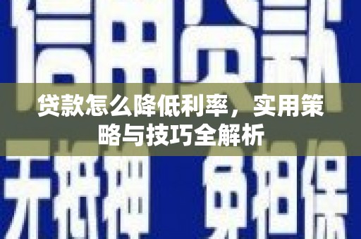 随州贷款怎么降低利率，实用策略与技巧全解析