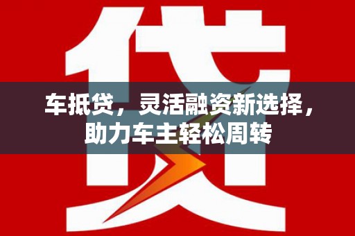 随州车抵贷，灵活融资新选择，助力车主轻松周转