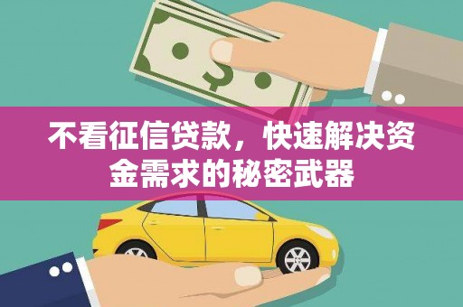 随州不看征信贷款，快速解决资金需求的秘密武器