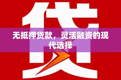 随州无抵押贷款，灵活融资的现代选择