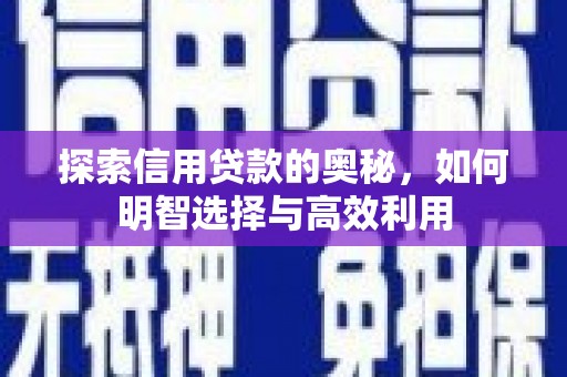 随州探索信用贷款的奥秘，如何明智选择与高效利用