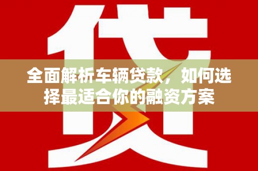 随州全面解析车辆贷款，如何选择最适合你的融资方案