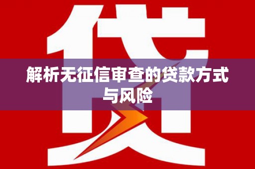 随州解析无征信审查的贷款方式与风险